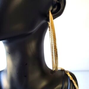 Oversized Gold-toned Layered Hoop Earrings One Pair